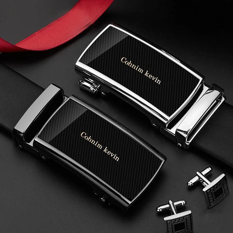 Automatic buckle belt New style genuine cowhide men's belt Luxury fashion Versatile business trend to send boyfriend father