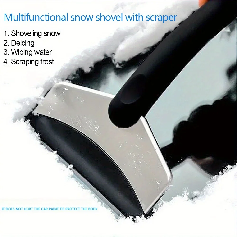 Heavy-Duty Metal Snow Shovel for Car Windshield-Black, Ice Scraper & Window Cleaning Tool for All Vehicles