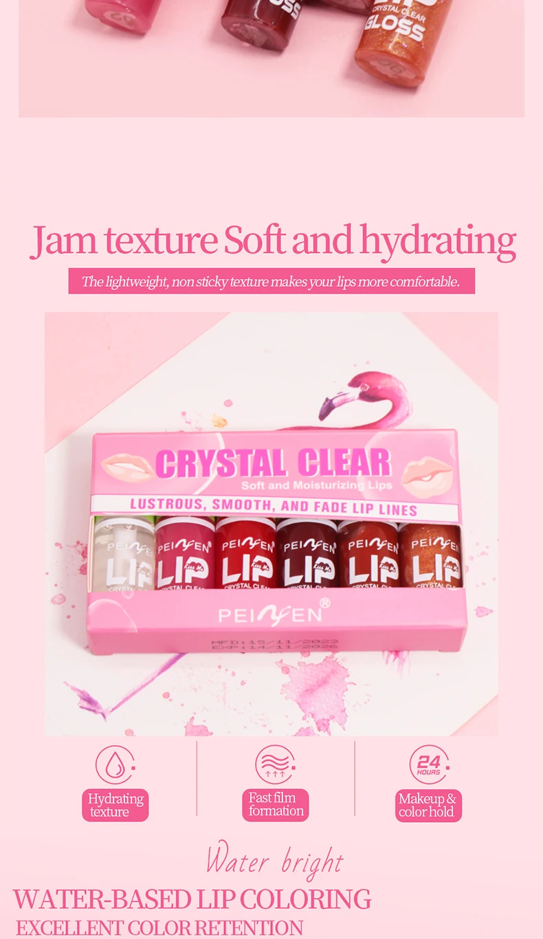 Description Picture 5 of item6-color lip gloss set, waterproof and durable, non greasy, easy to color, beginner friendly