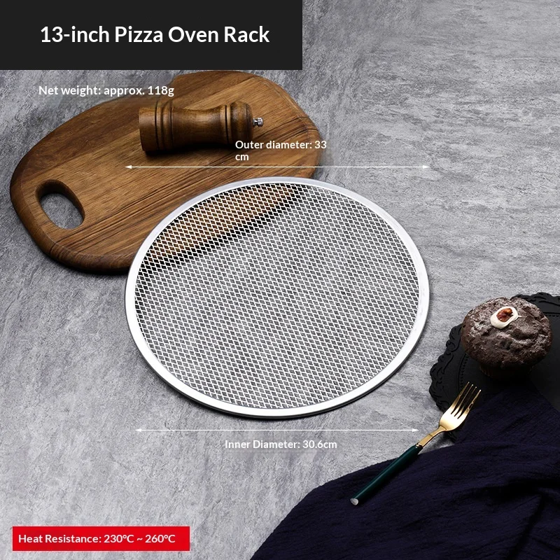 Hot 8/9/10/12/13inch Aluminum Pizza Pan Pizza Baking Screen Mesh Pizza Tray with Hole for Oven Bakeware Outdoor Barbecue Mat image 7
