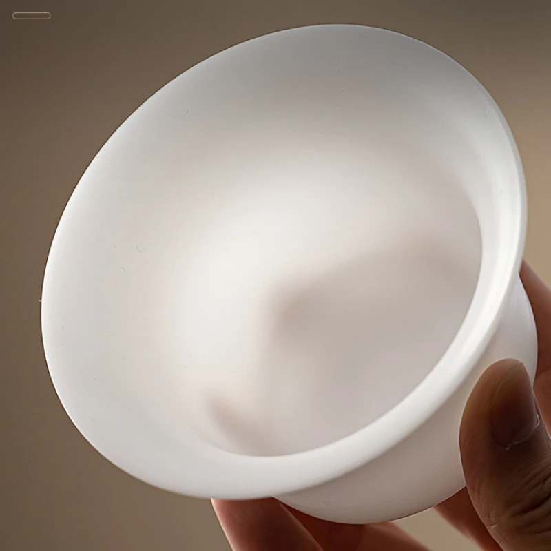 150ml Burnt Mutton Fat Jade White Porcelain Gaiwan Japanese Tea Tureen Tea Cover Bowl Ceremony Supplies Teaware Gift Box