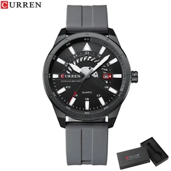 CURREN Luxury Waterproof Sports Silicone Watch with Automatic Date Function (Black box)