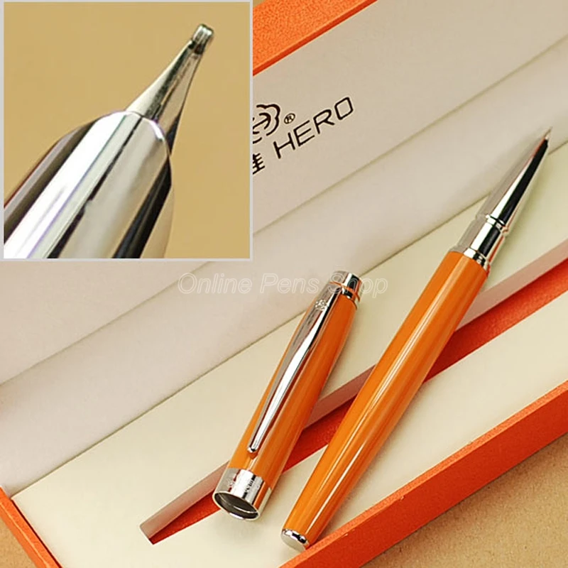 Hero 오렌지 및 실버 금속 만년필, 파인 펜촉, 0.5mm 쓰기 펜, YF009, 3015A