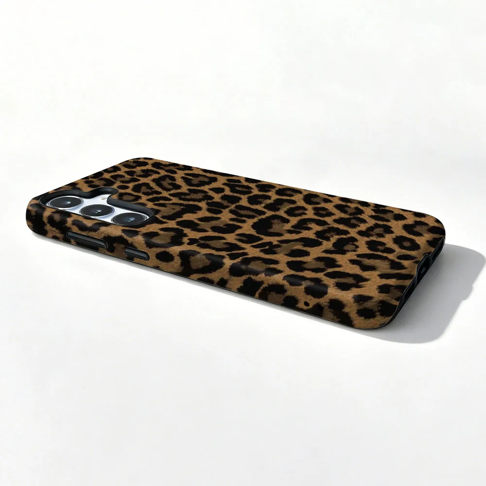 Leopard Print Magnetic Phone Case with 2-in-1 Film Cover