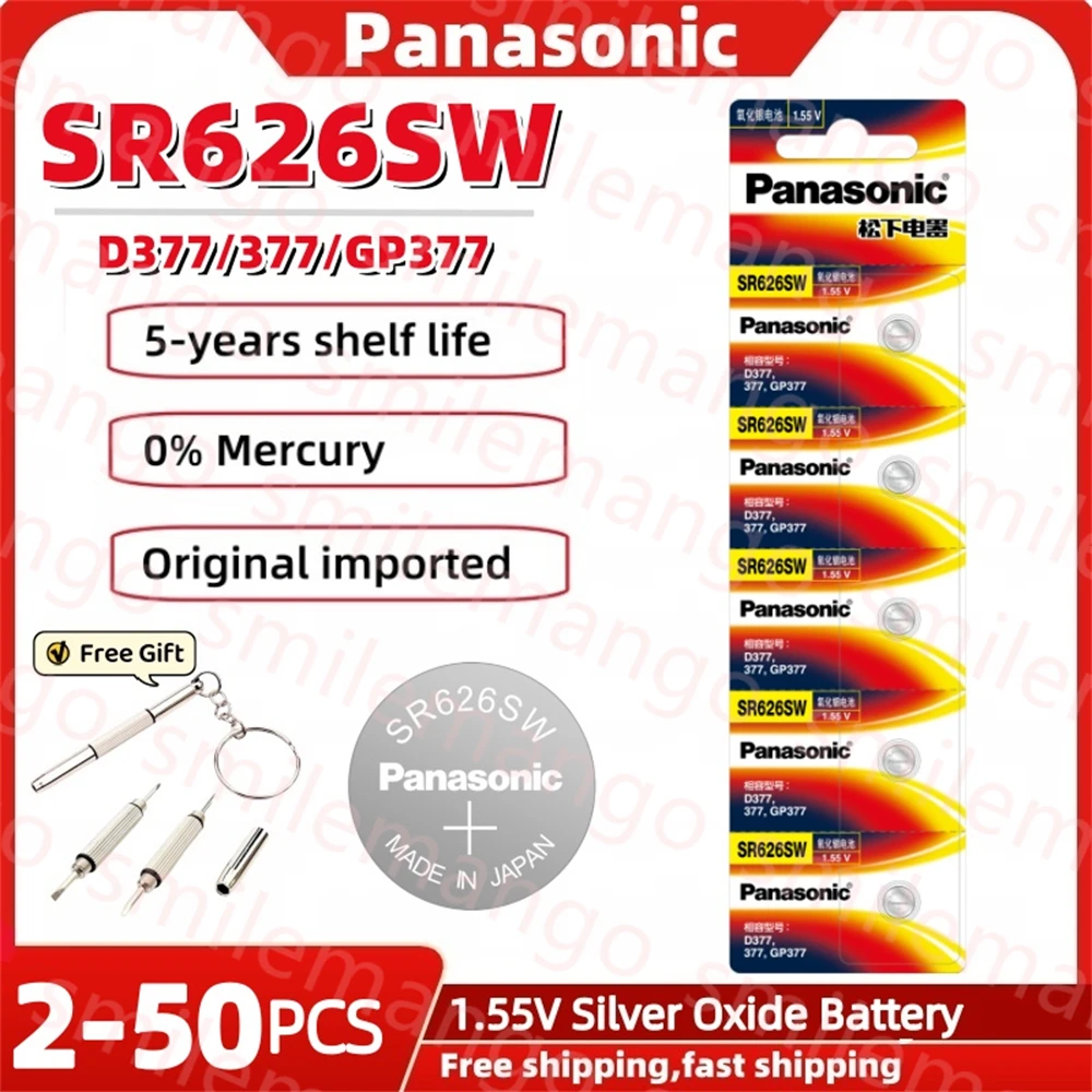 PanasonicSR626SW155V377buttonbatteryissuitableforTissot