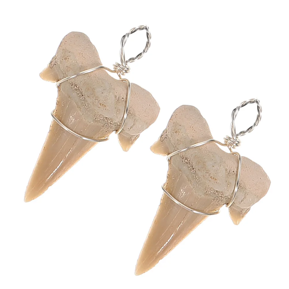 2pcs Shark Tooth Charm Necklaces Making Charms Decorative Shark Teeth Pendants Teeth Decor Charm for Crafts Necklace Making