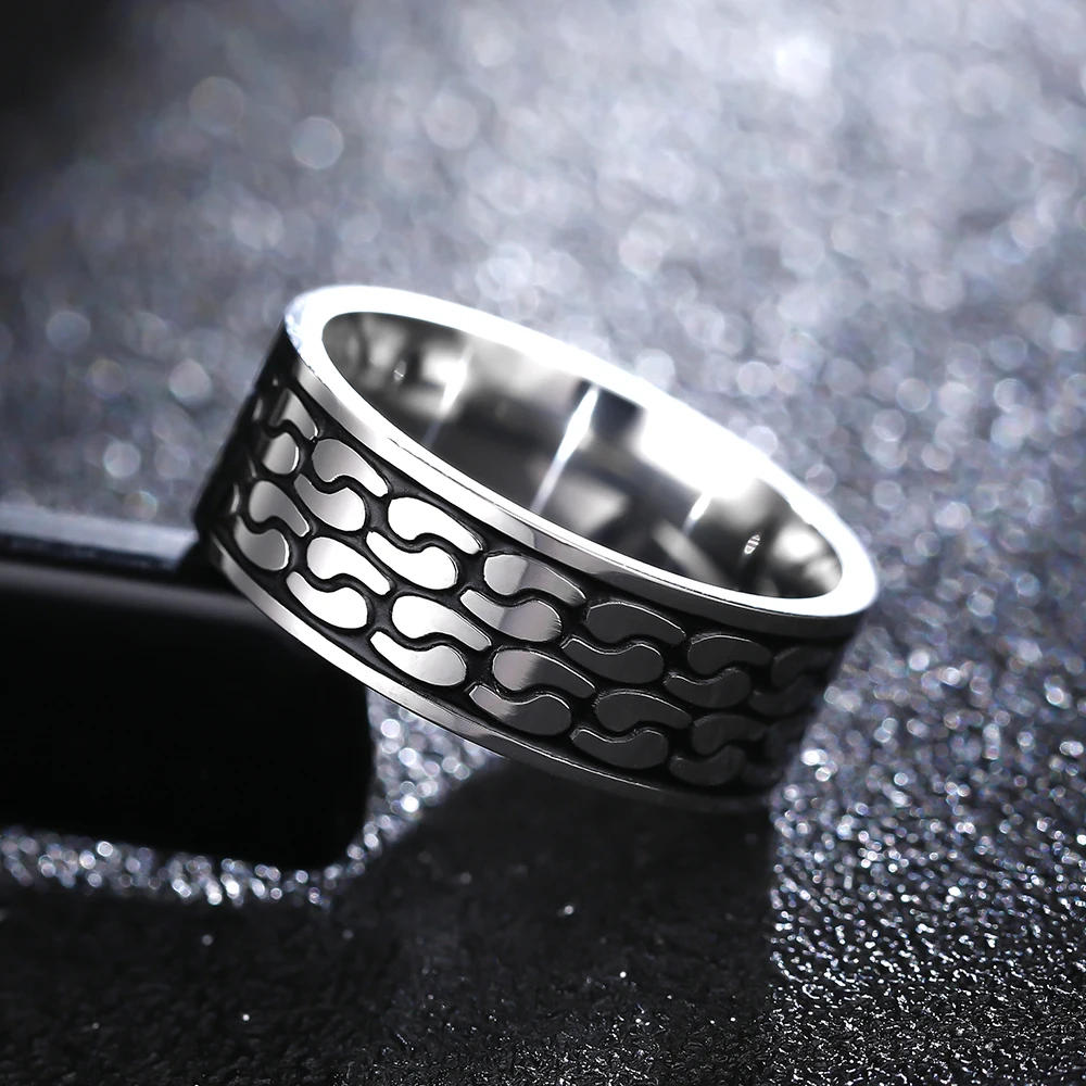 MOREDEAR 8MM Titanium Rings for Men and Women Birthday Gift triangular pattern discredit Ring 