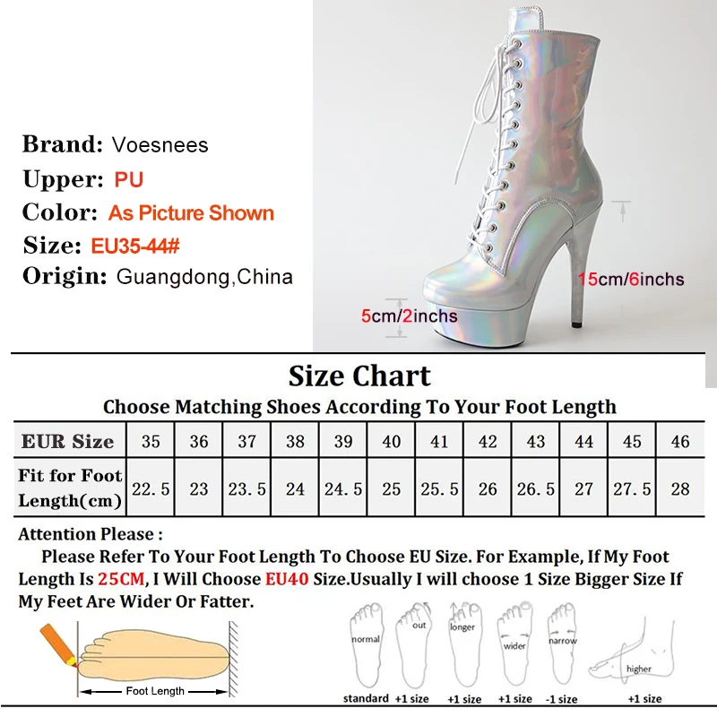 Sexy Fetish Silvery Boot Women 15CM High Heels Zip Ankle Boots Lace-up Knight Catwalk Platform Strippers Shoes WESTERN Boots