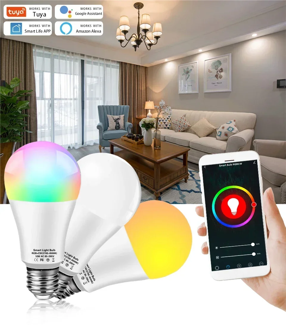 Description Picture 2 of itemAC 220V 110V Tuya Smart WiFi LED Light Bulb E27 Alexa LED Lamp RGB Dimmable Smart Life APP Google Assisatnt Echo Voice Control