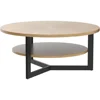 Wood Round Coffee Table for Living Room, 2 Tier Circle Coffee Table with Storage, Rustic Natural Coffee Table for Apartment, Eas 5