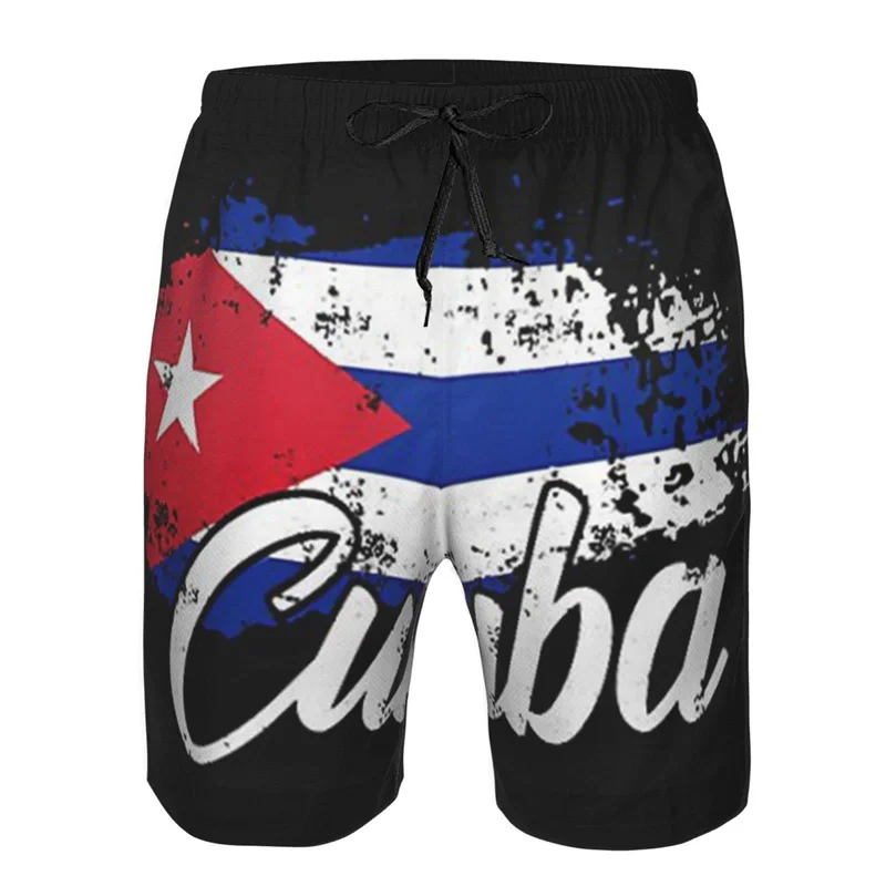 Cuban Flag 3d Print Cuba Swim Trunks Men Drawstring Quick Dry Street Beach Shorts Swimwear Bathing Suits Surf Board Shorts 2