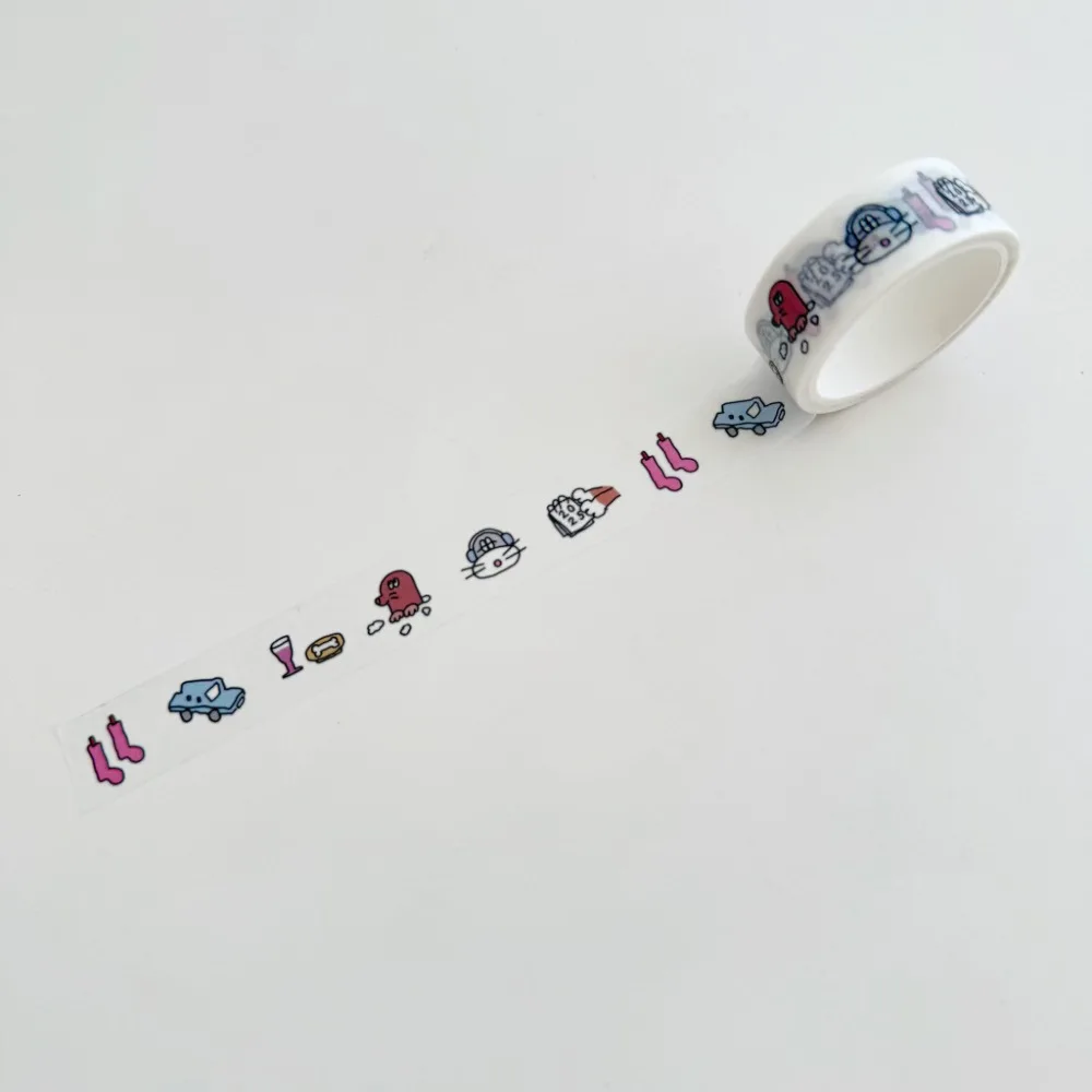 1.5CM*5M 한국 스타일 와시 테이프 귀여운 강아지 돌고래 패턴 하트 DIY 저널 스크랩북 앨범 데코 테이프
