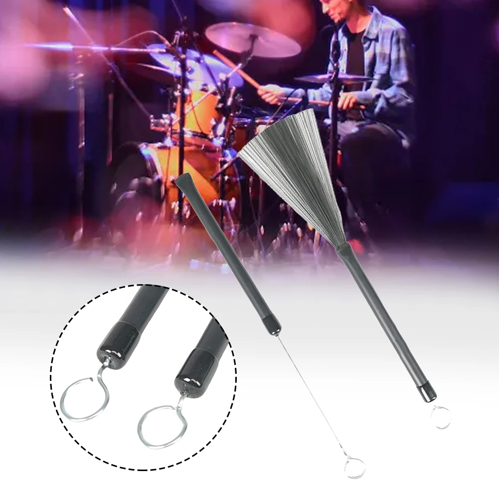 Drum Sticks Drum Percussion Accessories 1/2pcs Jazz Drum Brushes 33.5cm Retractable Steel Wire Brushes With Anti-slip Plastic Handle Percussion Drumsticks Accessories