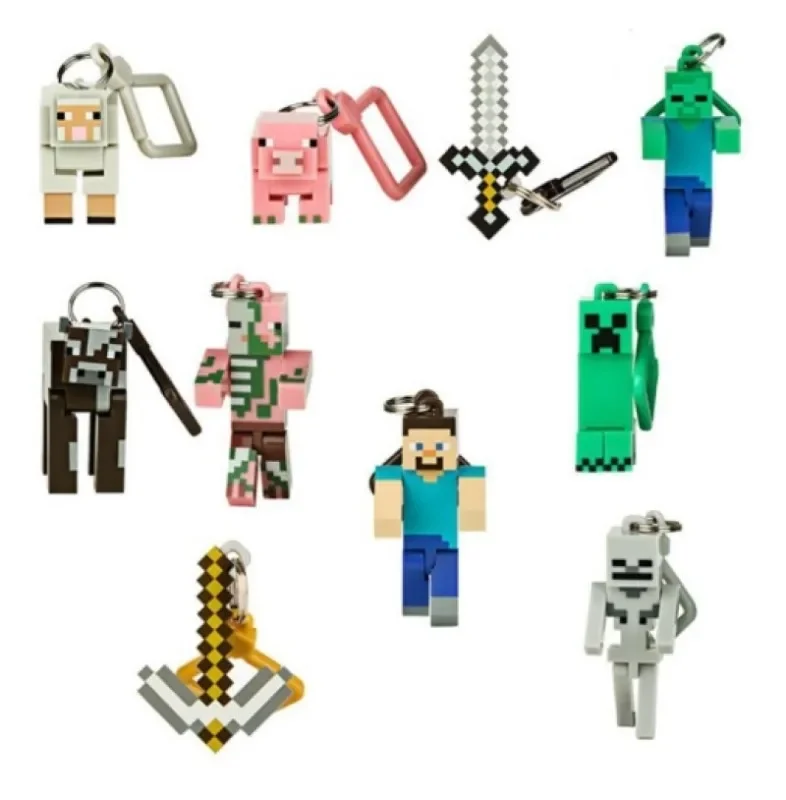 Building Toys Minecrafte Bricks Portachiavi Multi-Series Game Fans Creeper Steve Bricks Bag Ciondolo Portachiavi Bambini Regalo Di Compleanno Giocatto