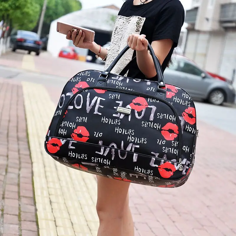 Women Travel Bag Fashion Leather Print Luggage Duffle Bag