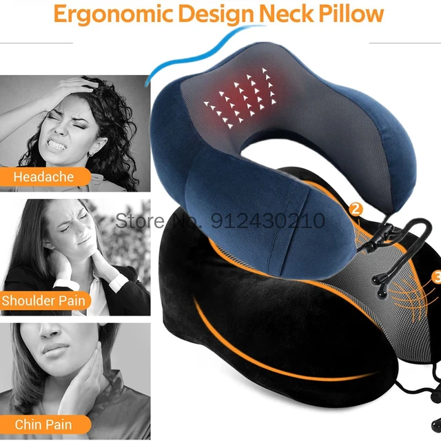 100% Pure Memory Foam Neck Pillow, Comfortable & Breathable Cover, Machine  Washable, Airplane Travel Kit with Eye Masks, Earplugs, and Luxury Bag