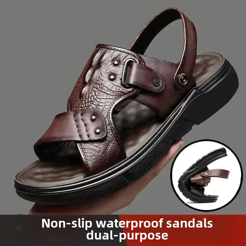 Men's summer outdoor slip-resistant thick-soled sandals flip-flops beach shoes sports for driving flat double-purpose sandals