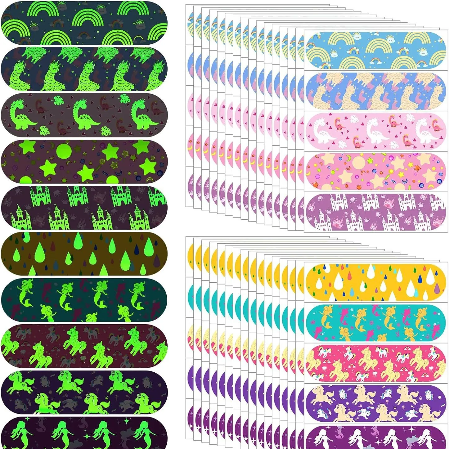 10pcs/set Children Kawaii Bandages Baby Luminous Band-aid Cute Cartoon Pattern Luminous Fluorescent Band-aid At Night Bandaid