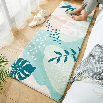 거실용 HX 패션 카펫, 3D 그래픽, 심플한 잎 인쇄 플란넬 바닥 매트, 홈 장식, 주방 러그, 직송