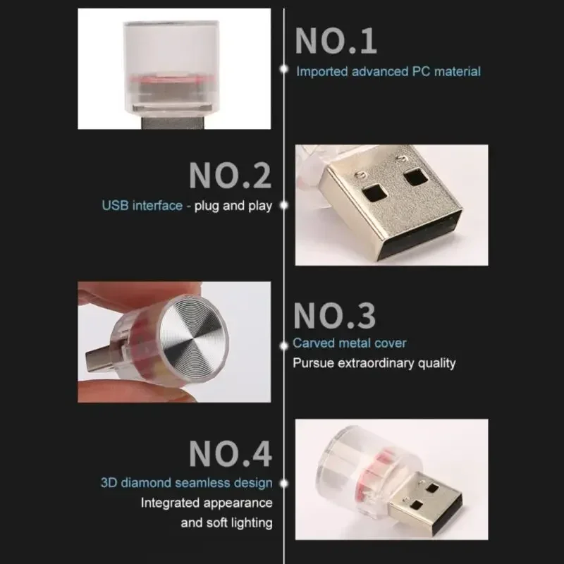 LED Car Ambient Night Light USB Auto Interior Lamp