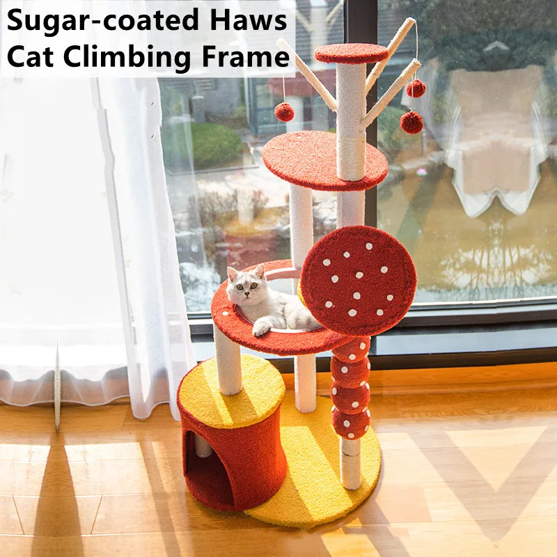 

Cat Sisal Climbing Frame, Sugar Coated Space Capsule, Jumping Toy with Ladder, Tree Scratching Posts