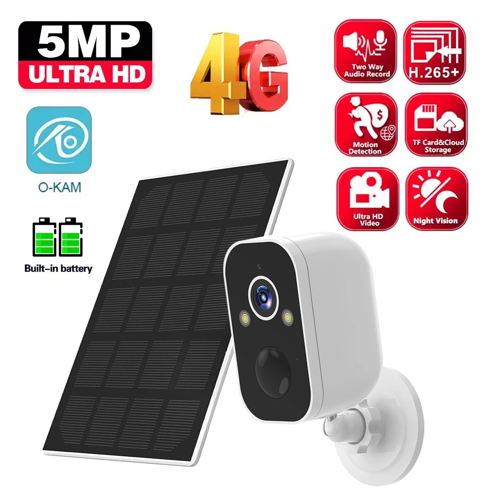 

Solar Wifi Camera Outdoor 5MP Video AI Human Detection Two Way Audio Surveillance Security CCTV IP Cameras with Solar Panel