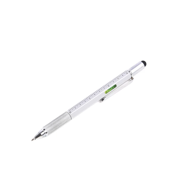 7 In1 Multifunction Handheld Screwdriver Tool Ballpoint Pen Measure Technical Ruler Screwdriver Touch Screen Stylus Spirit Level 7 in 1-Silver