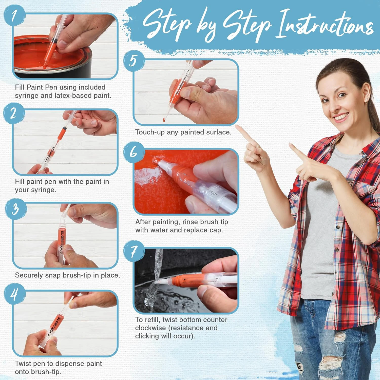 Paint Brush Touch Up Paint Pen For Wood Refillable Paint Brush