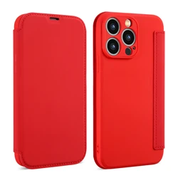 Luxury Flip Leather Case with Liquid Silicone Shockproof Card Pocket Wallet Cover - iPhone XS Max (Red)