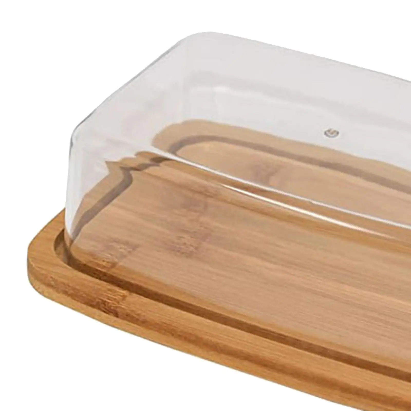 Bamboo Butter Dish Rectangular Cheese Storage Tray Plate Food Container Glass Acrylic Lid Keeper Tool Kitchen Tableware