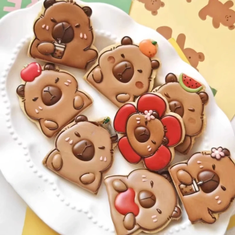 Cute Capybara Biscuit Mold Cartoon Animal Cookie Cutter and Stamps Fondant Cake Decoration Baking Tools Kitchen Gadget