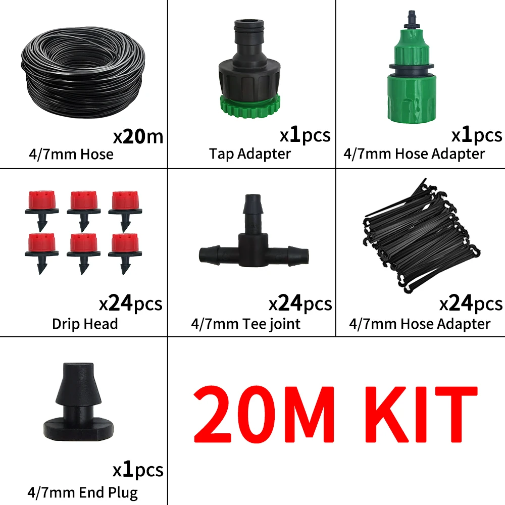 نظام الري بالتنقيط الصغير المحمول 20 متر سقي تلقائ...