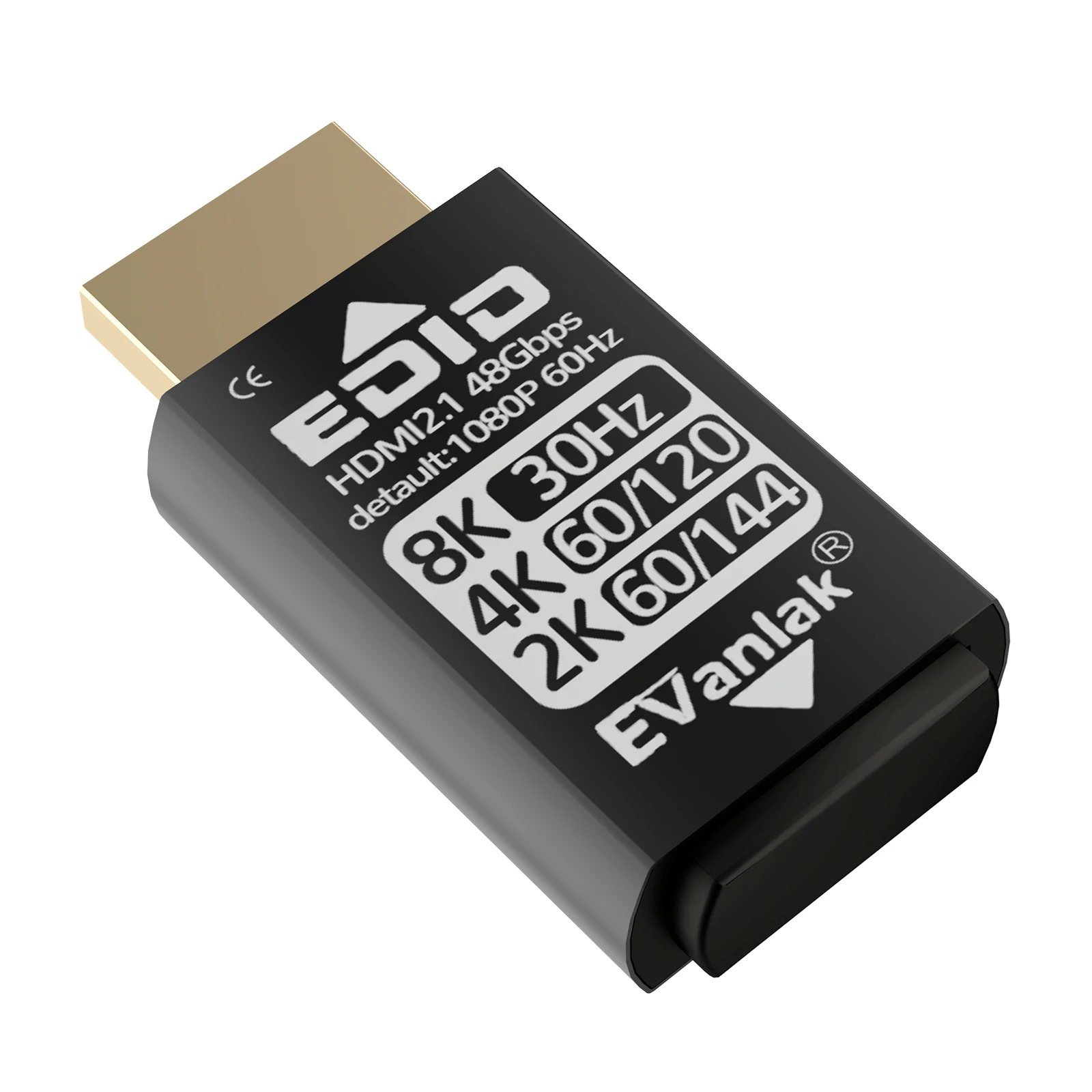 HDMI 더미 플러그, 4K EDID 에뮬레이터 헤드리스 고스트 디스플레이 어댑터, 양방향 HDMI 2.1, 8K/30Hz,4K/120Hz,1440P/144Hz 지원
