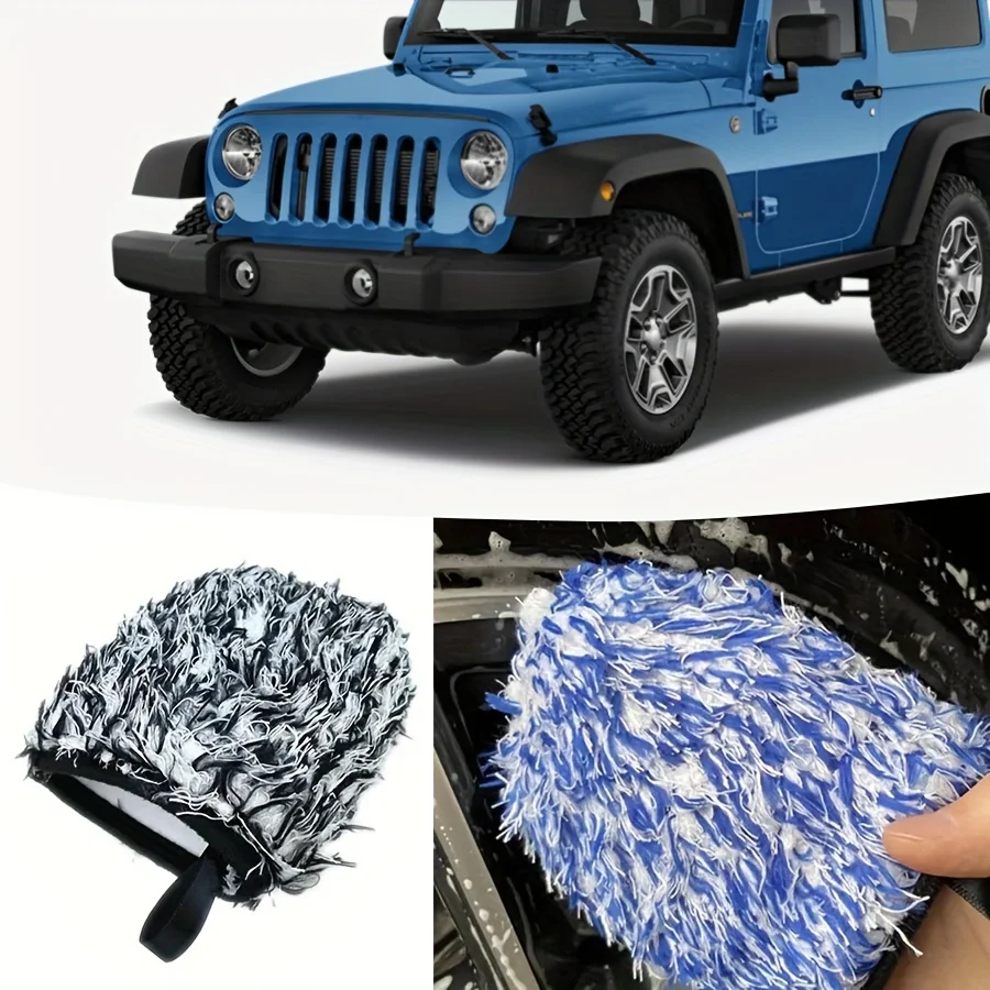 Auto Care Double-faced Glove Car Wash Microfiber Chenille Gloves Thick Auto Cleaning Mitt Wax Detailing Waterproof Brush