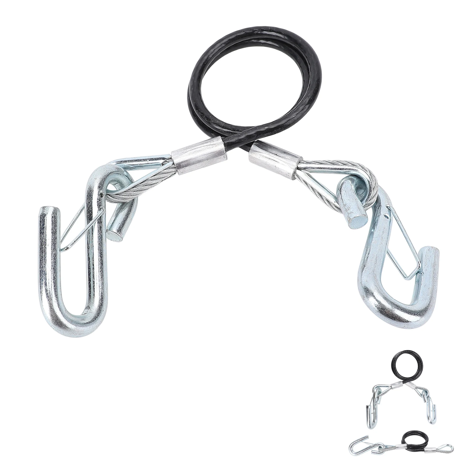Trailer Safety Towing Cable With S Hook 3500lbs Load Bearing 27.6in Maximum Extension Length Spring Towing Rope For RV trailer towing cable