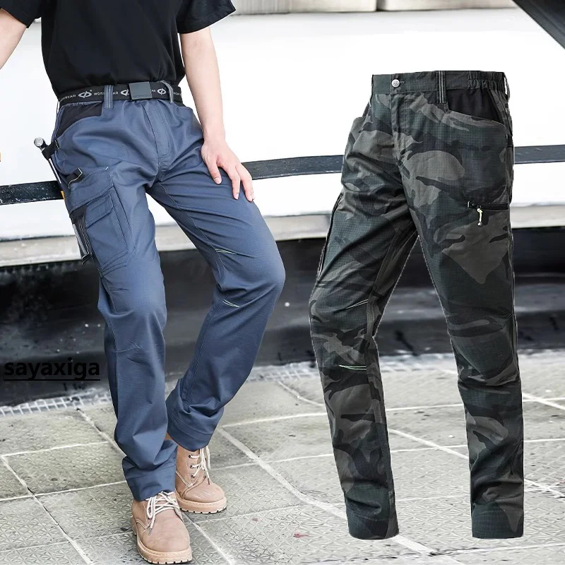

Камуфляжные рабочие брюки для Вэнь Спецодежда Брюки карго с многофункциональными карманами прямые рабочие брюки мужские строительные