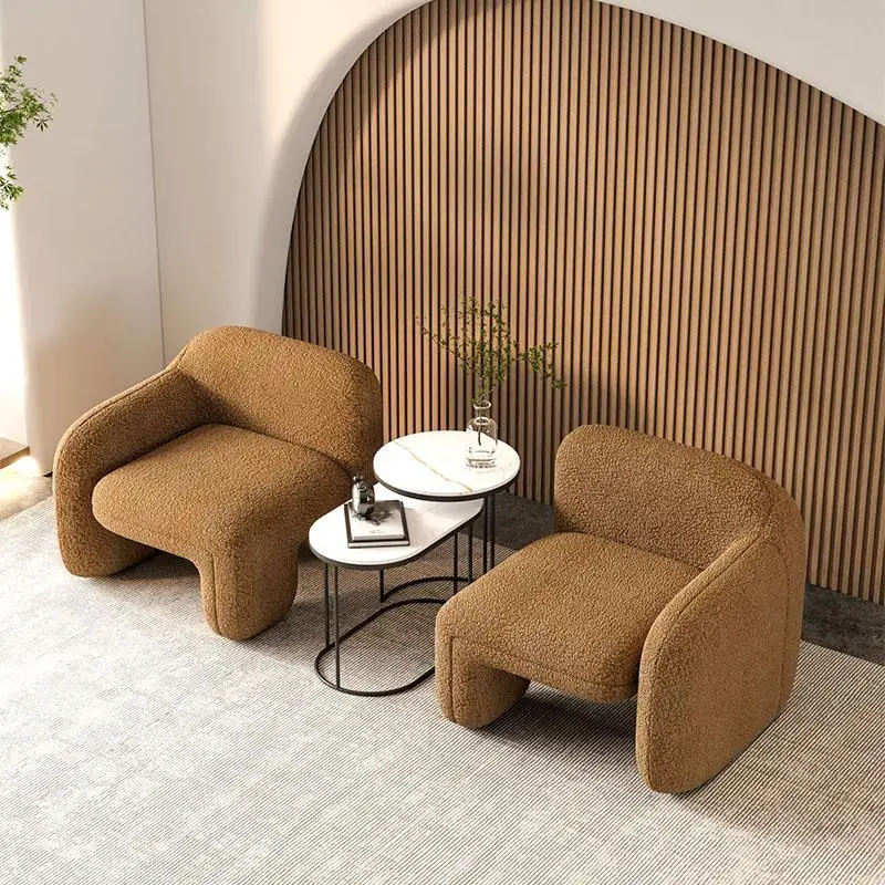 Single Sofa Light Luxury Design Sense Art Modern Living Room Balcony Leisure Area Creative Shaped Guest Table Chair Combination