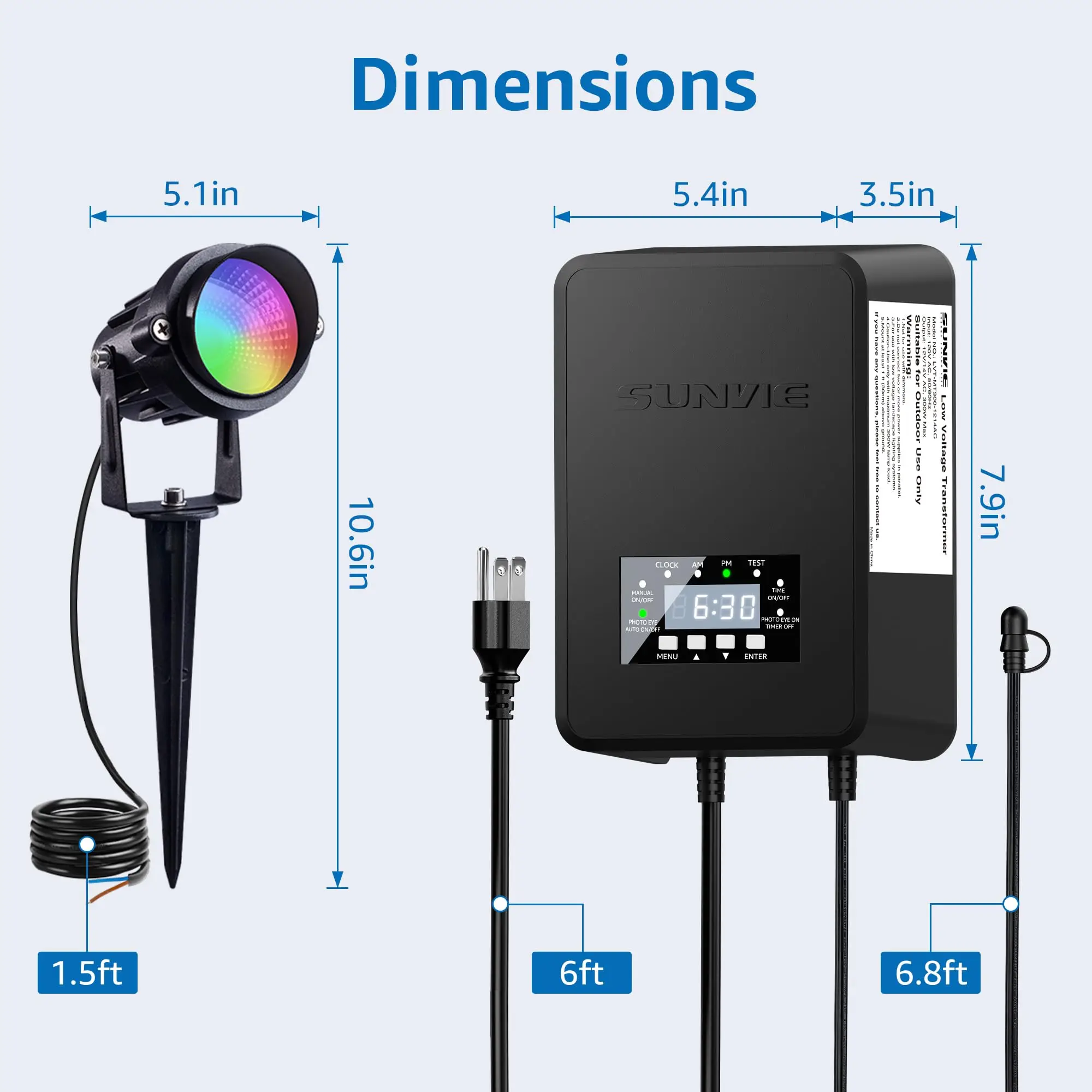 

SUNVIE 12 Pack RGBW Color Changing Landscape Lights with 300W Low Voltage Landscape Transformer 12-24V LED Landscape Lighting Ki