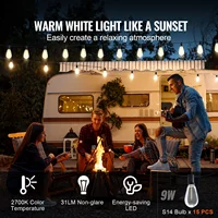 SucceBuy LED Outdoor String Lights 2700K Dimmable Outside Patio Waterproof Hanging Lights for Porch Backyard Garden Balcony 2