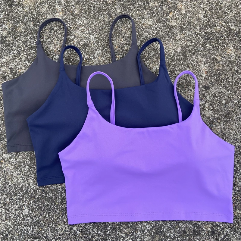 Backless Sports Bra Gym Workout Top Thin Strap Yoga Vest Women High Support Fitness Bralette Push Up Running Padded Underwear 2