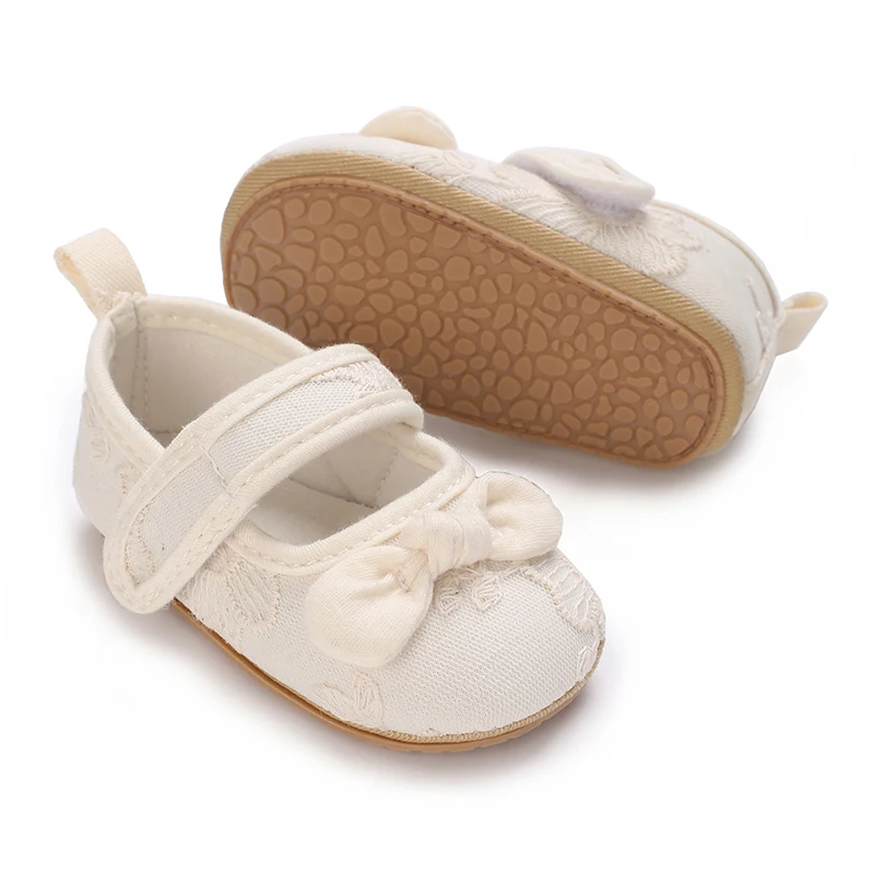 Apricot Colored Cute White Lace Baby Girl Princess Shoes Baby Shoes Butterfly Bow Tassel Rubber Sole Anti Slip Shoes Baby Shoes 3