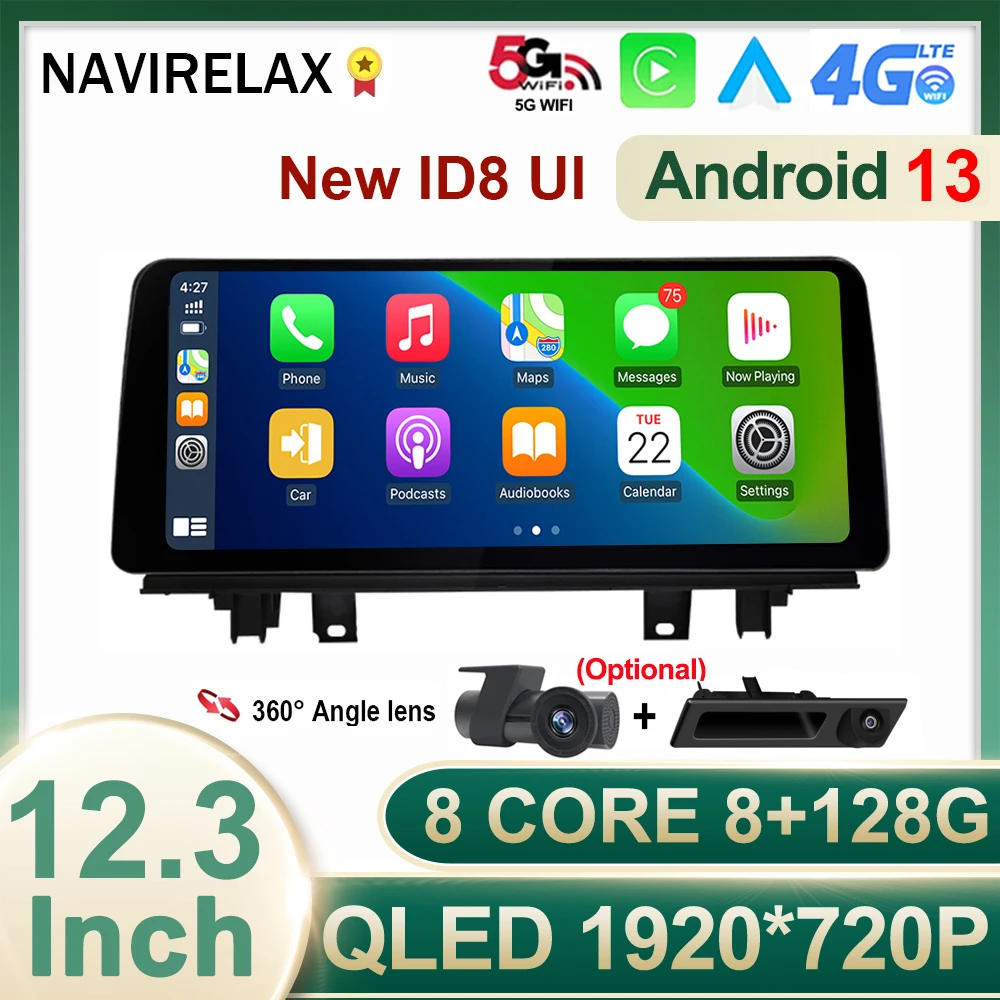 

12.3" Android 13 Carplay Car Radio Stereo Receiver For BMW X1 F48 2016 - 2018 NBT EVO Bluetooth GPS Navigation Multimedia Video