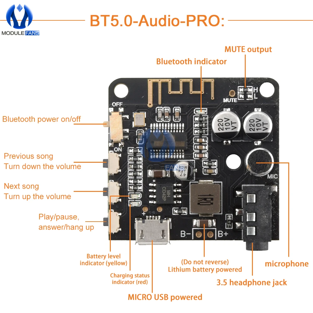 Vhm 314 audio sound amplifier bluetooth 5 0 module automotive sound
