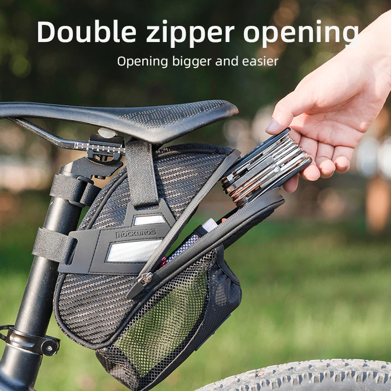 ROCKBROS ≈1L Bike Tail Bag With Water Bottle Pocket Bicycle Bags