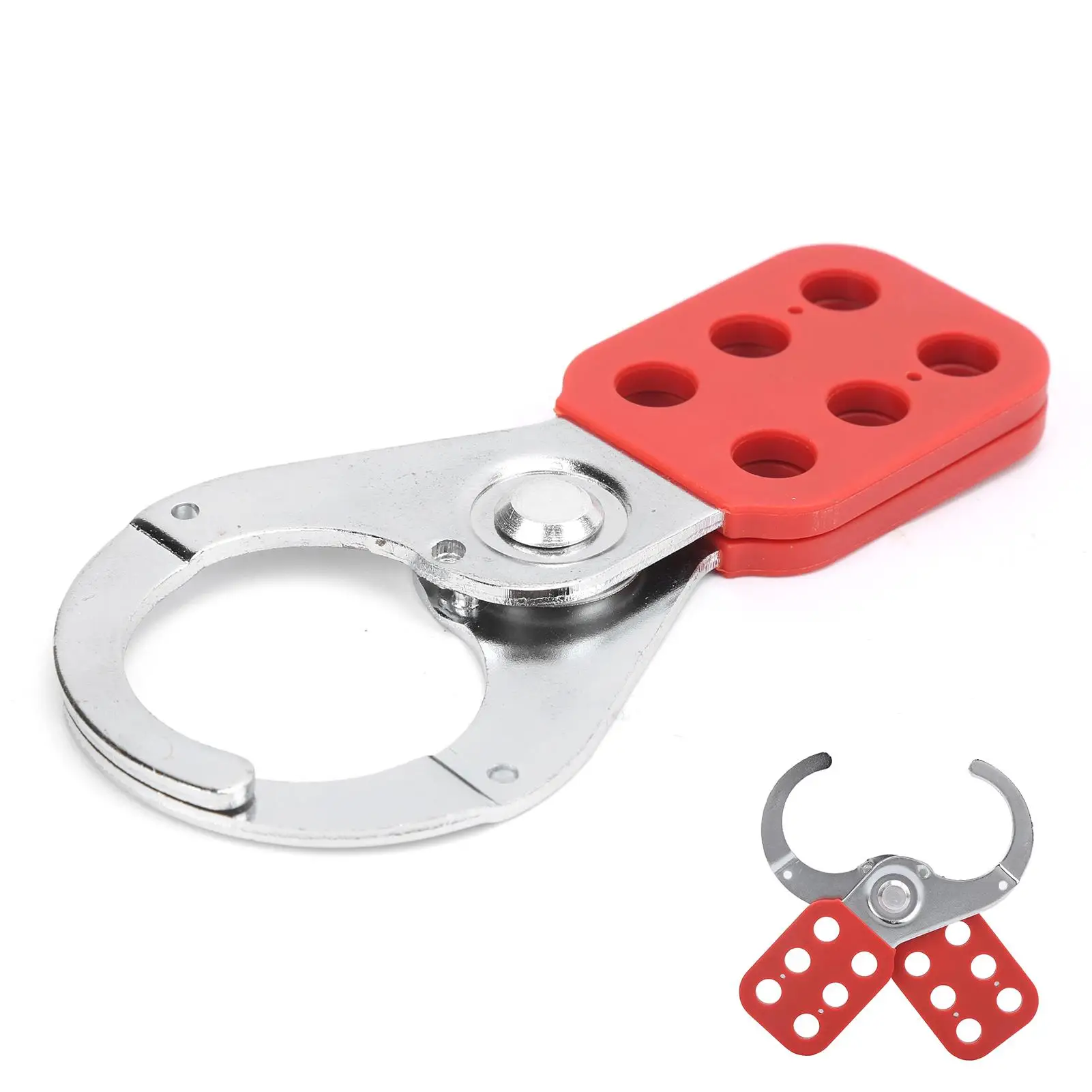 6-Hole Lockout Hasp Security Tool-Steel & Plastic Insulation, 1.5in Jaw Diameter for Industrial Use