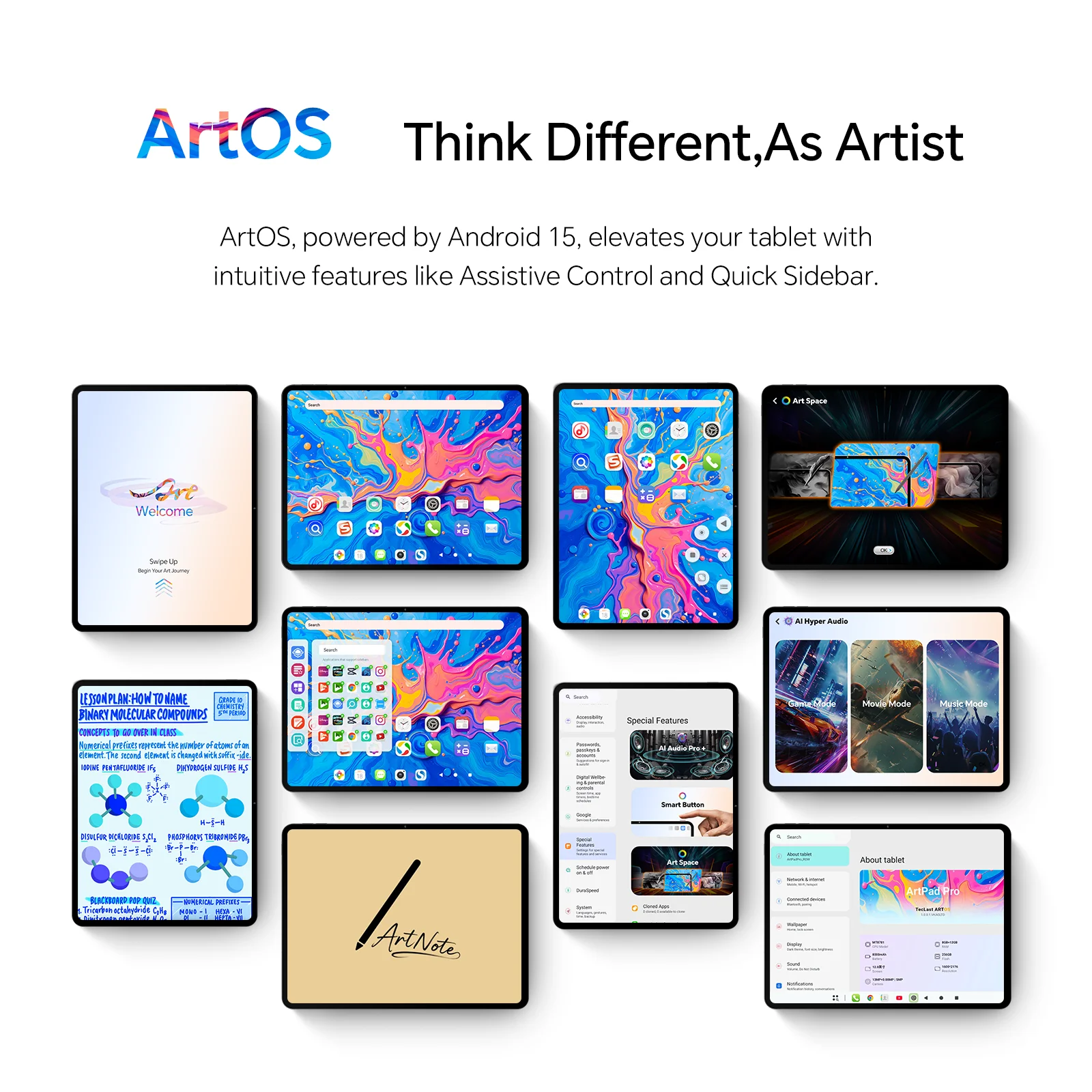 Teclast ArtPad Pro Tablets PC 12.7 inch MediaTek Helio G99 8GB RAM+256GB ROM 2.2K Ultra 10000mAh 30W 4G LTE Android 15