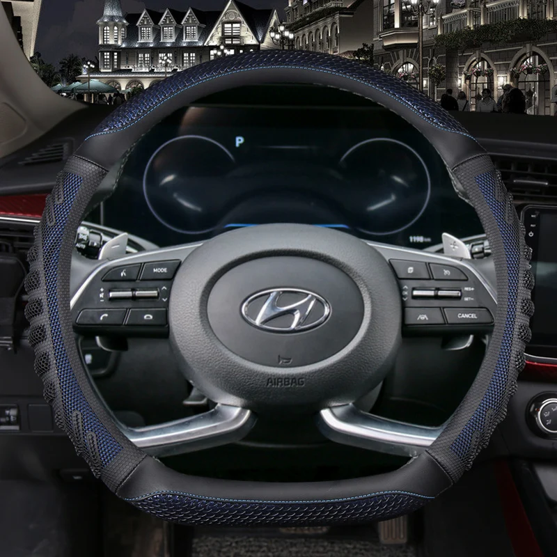 

Автомобильные аксессуары из углеродного волокна и кожи D-образной искусственной кожи для Hyundai Creta II 2021 2022