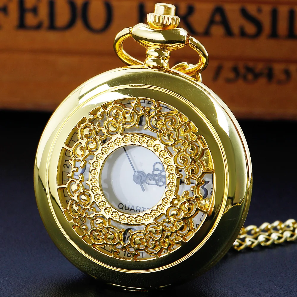 

Fashion Gold Vintage Elegant Women's Pocket Watch Quartz Movement Pendant Clock Unique Gifts Unisex Pocket&Fob Watches