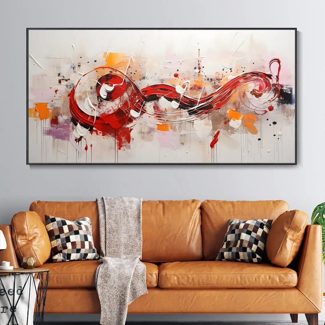 Abstract Music Notes Hand Oil Painting Creative Fantasy Art Mural Music Score Pentatonic Texture Painting Personalize Home Decor