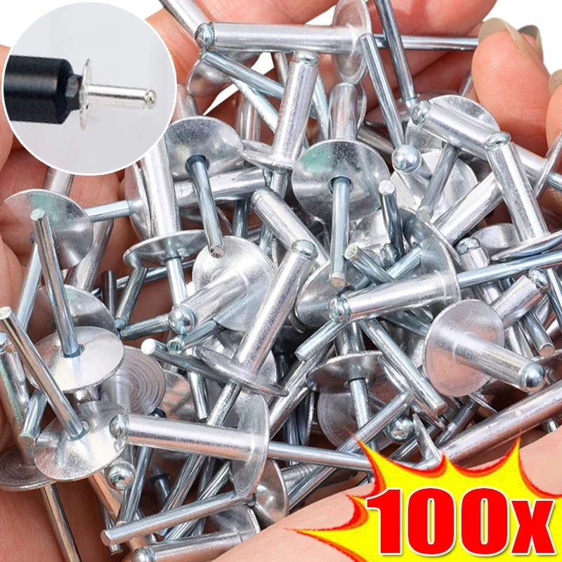 100/20 Stück Großer Flansch Aluminium Blindniet Sortiment Kit Pop Nieten Offenes Ende Dekorieren Verschluss Kanal Boot Niete Home Hardware